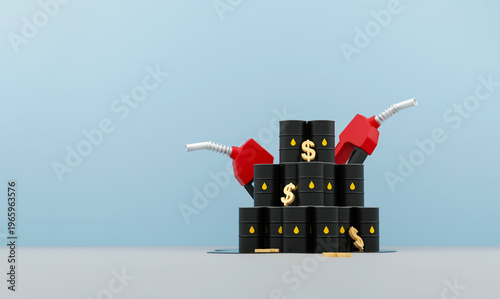 Φωτογραφία Fuel price increase concept oil barrels with dollar symbol and gas pump rising e