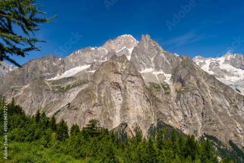 mont-blanc landscape with blue sky
