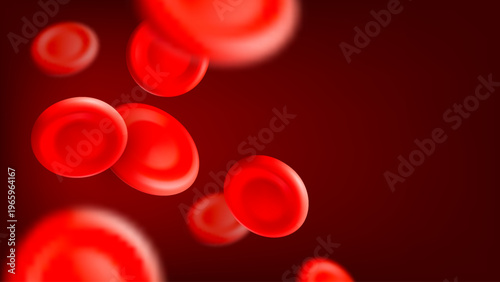 3D blood red cells background. World Blood Donor Day. Realistic vector illustration. Healthcare, hospital, clinic, laboratory, emergency design concept