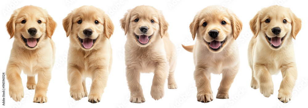 Obraz premium PNG Adorable puppies running happily, transparent background