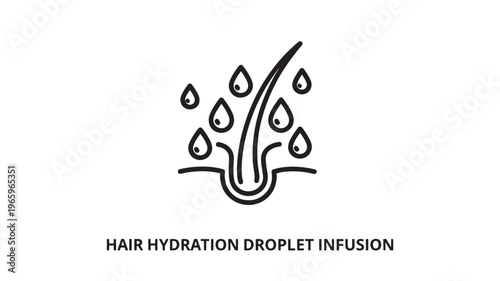 Clean and modern vector illustration showcasing hair hydration with water droplets, ideal for beauty products, skincare campaigns, wellness blogs, and health advertisements.