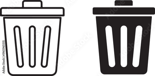 Two trash can with one outlined and one solid black silhouette on a white background 1
