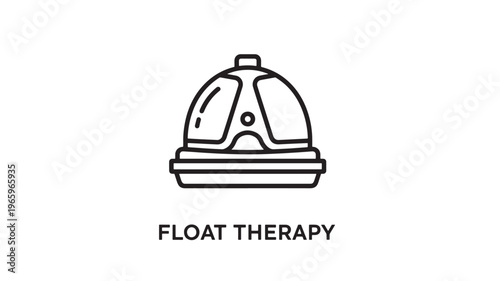 Clean and modern black line art illustration of a float therapy pod, ideal for wellness, mental health, and relaxation marketing materials, blogs, and educational content.