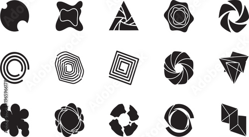 Modern Abstract Geometric Icon Set - Minimalist Vector Logo Symbols and Futuristic Corporate Identity Elements