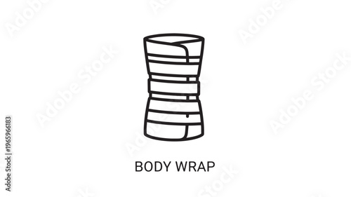 Clean and modern line drawing of a body wrap, ideal for wellness, spa, beauty, and holistic health marketing materials. Perfect for brochures, websites, and educational content.