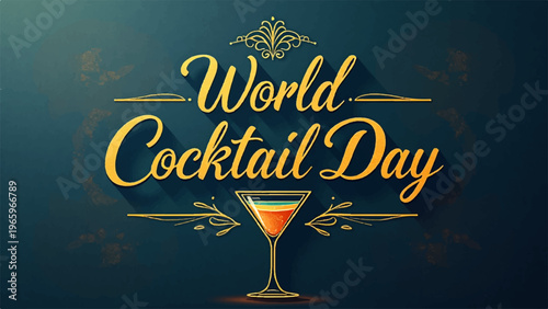 Cocktail, drink, World Cocktail Day, celebration, vector icon
