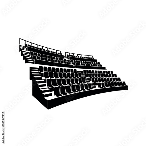 Empty stadium seats in a large arena.