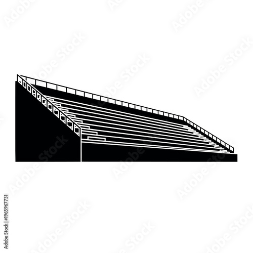 Empty stadium bleachers silhouette for sports events.