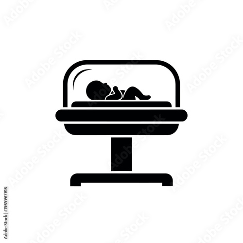 Newborn baby in incubator icon.