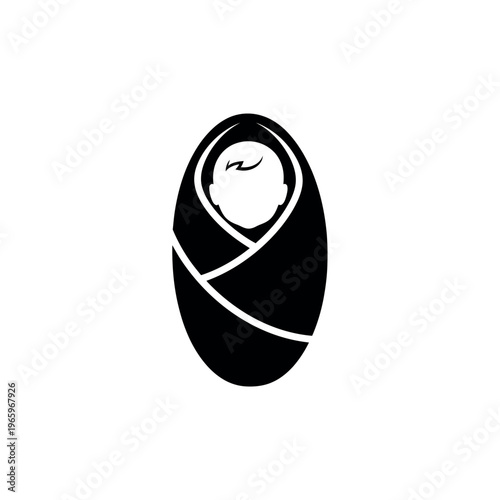 Newborn Baby Swaddled in Blanket Icon.