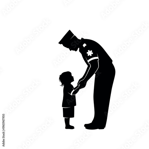 Paramedic and Child Silhouette.