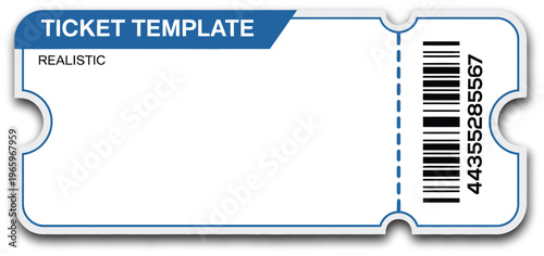 Ticket template mockup illustration, blank vector set for theater airplane cinema train circus sport and football invitation coupons isolated.