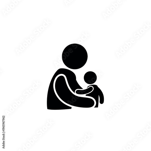 Parent holding child silhouette.