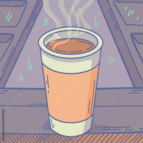 Hot Coffee Cup Isolated Flat Vector Illustration
