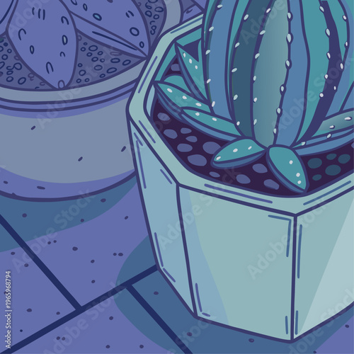 Minimalist Cactus in Pot Isolated Vector Illustration