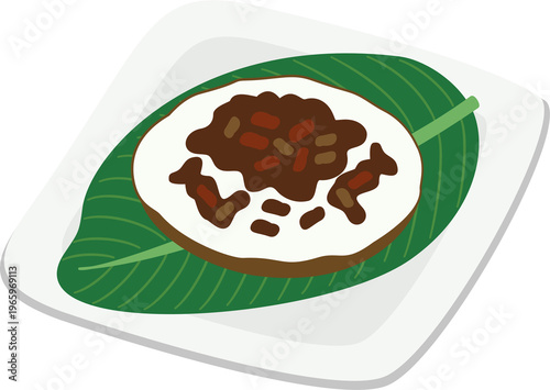indonesian food serabi oncom cartoon illustration