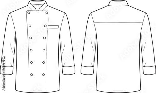 chef jacket, chef coat, chef uniform, cooking uniform, kitchen apparel, restaurant uniform, chef clothing, double breasted jacket, culinary uniform, professional chef, blank 