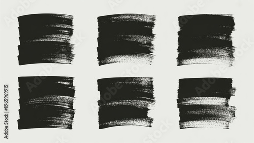 Abstract geometric patterns of black and white brush strokes on canvas Vector
