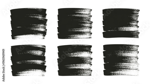 Collection of abstract black and white geometric shapes in a grid layout Vector