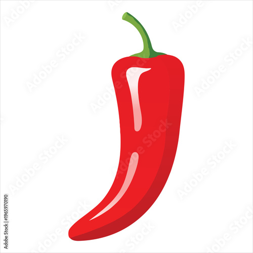 Minimal flat vector illustration of a red chili pepper with smooth gradient shading