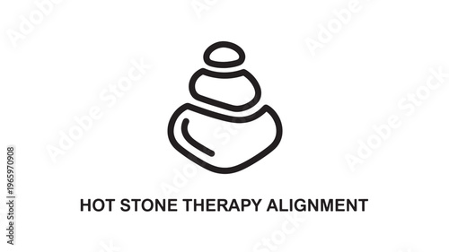 Clean line art illustration of hot stone therapy alignment, ideal for wellness, spa, relaxation, and holistic health promotional materials. Perfect for digital and print marketing.