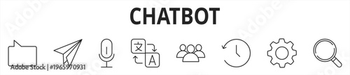 Chatbot web banner icon set black outline multistyle vector illustrations concept