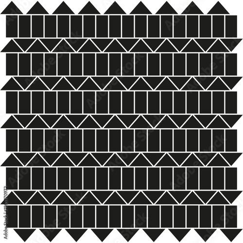 Geometric pattern set. Triangle rectangle shapes. Vector ornament. Seamless texture. Manual vector only. No autotrace used.