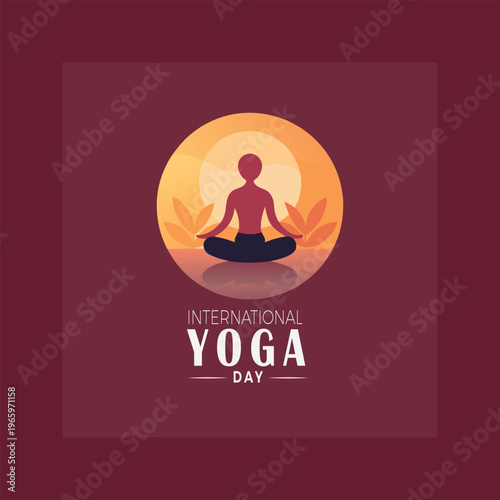 International yoga day poster with a person meditating in lotus position