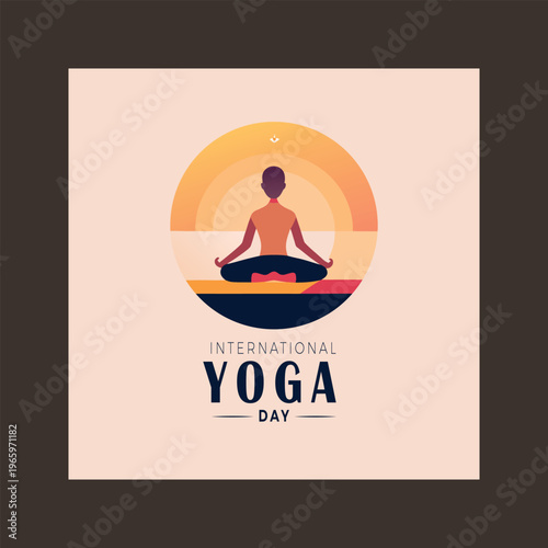 International yoga day poster with a person meditating