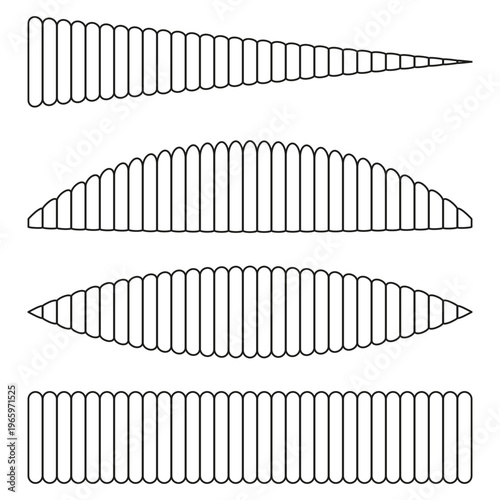 Brush stroke set. Horizontal line Vector. Ribbed texture design. Black outline element. Manual vector only. No autotrace used.