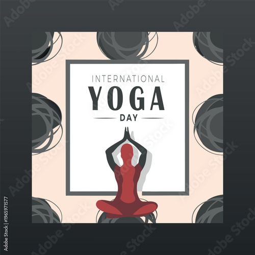 International yoga day poster with a person in a meditative pose