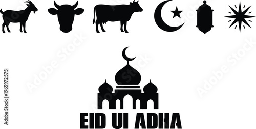 eid ul adha celebration with animal silhouettes