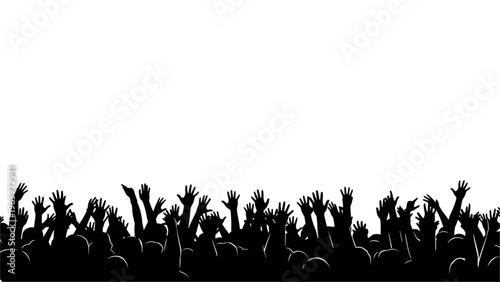 black crowd silhouette raised hands up in air