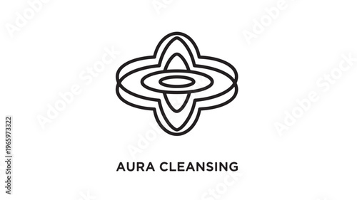 Elegant vector-style line art representing aura cleansing and spiritual wellness. Ideal for holistic health, meditation, yoga, and wellness marketing materials.