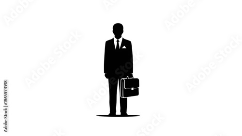 Businessman silhouette holding briefcase standing alone