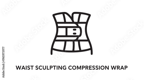 Minimalist line drawing of a waist sculpting compression wrap, ideal for fitness, wellness, and health-related marketing materials, infographics, and educational content.