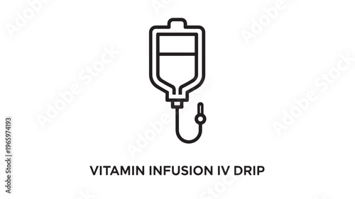 Clean and modern vector illustration of an IV drip used for vitamin infusion therapy, ideal for medical, wellness, and health-related marketing materials.