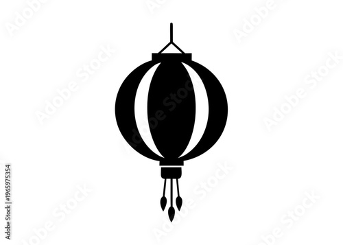 Paper Lantern Silhouette Vector, Hanging Japanese Lantern Silhouette
