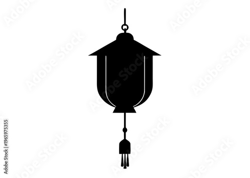 Paper Lantern Silhouette Vector, Hanging Japanese Lantern Silhouette