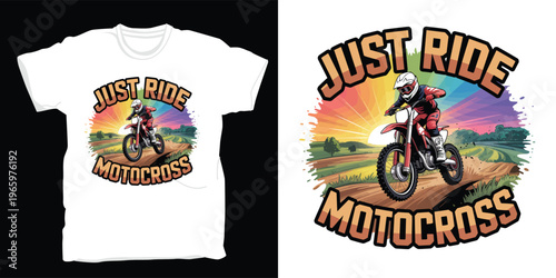 Just ride motocross, professional motorcross rider on track and beautiful scenery.
