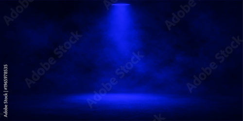 Abstract a solitary spotlight beam bathes a mysterious stage, casting an ethereal glow over swirling smoke. Capturing an atmosphere of anticipation and enigma.