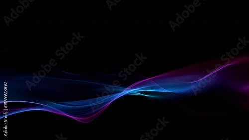 Abstract Colorful Glowing Wave on Black Background, Fluid Light Streaks Motion Animation with Alpha Channel, Seamless Loop 4K resolution