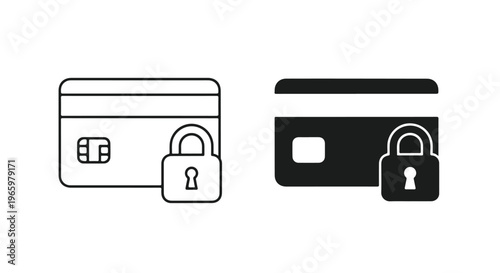 Secure credit card icon with padlock symbol representing financial security and safe online transactions