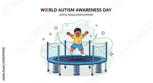 Happy boy jumping on a small trampoline for sensory regulation