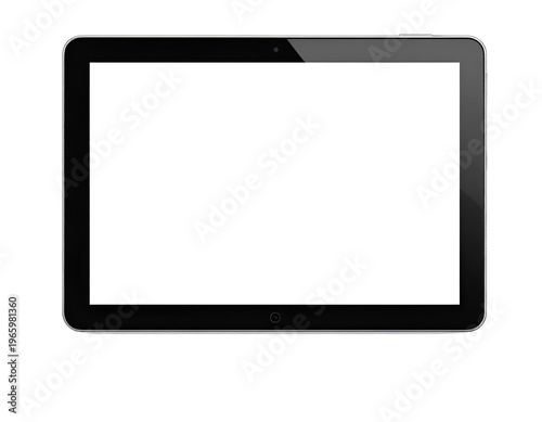 Sleek, modern tablet with a blank, bright white screen