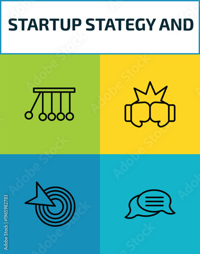 startup stategy and outline icon set. 4 linear vector for ui, web and mobile. thin line reaction, fight, goal, discussion icons.