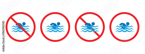 No swimming sign icon. Dangerous waters, no swimming, and risk warning icon. Vector illustration