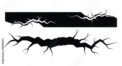 Abstract cracked shapes and jagged lines form a striking visual composition creating a dynamic and fractured silhouette high quality professional detailed