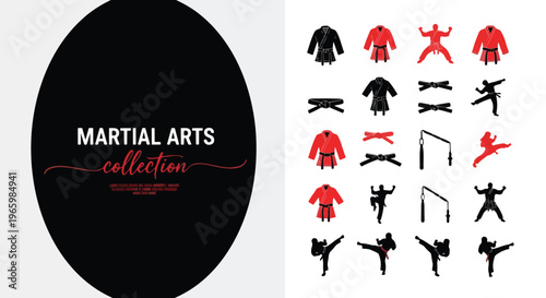 Martial arts collection with various uniforms and poses