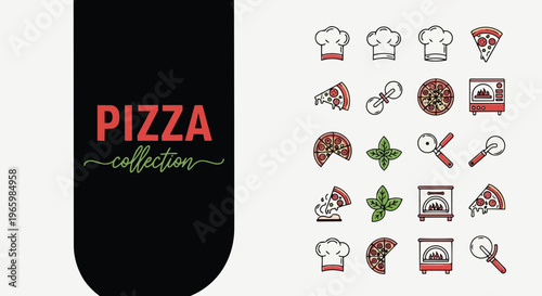 Pizza collection icons